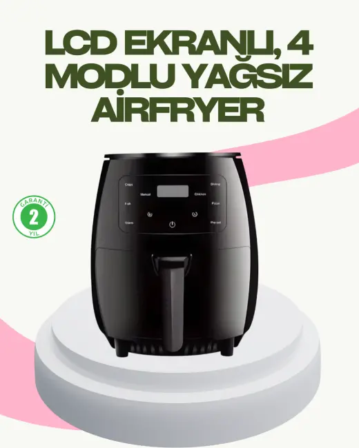 2400W Güçlü Airfryer 6L Yapışmaz Hazne Bulaşık Makinesi Uyumlu