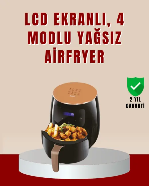6 Litre Büyük Kapasiteli Dokunmatik Airfryer 2400W Yağsız Fritöz