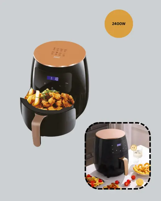 6 Litre Büyük Kapasiteli Dokunmatik Airfryer 2400W Yağsız Fritöz