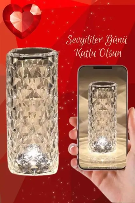 Sevgililer Gününe Özel Romantik Kristal Gece Lambası Sevgiliye Hediye