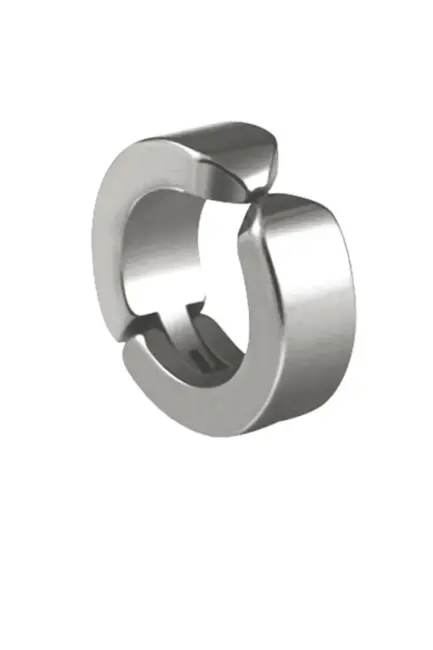 Erkek Küpesi - 1 Adet Çelik Kıstırmalı Küpe Paslanmaz Atmaz Çelik Gümüş Renk Küpe