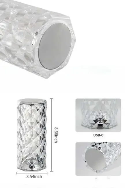 Yeni Nesil Modern Kristal Masa ve Gece Lambası Dokunmatik Renk Değiştirebilen