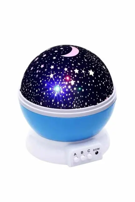 Renkli Yıldızlı Gökyüzü Projeksiyon Gece Lambası Pilli ve USB Kablolu