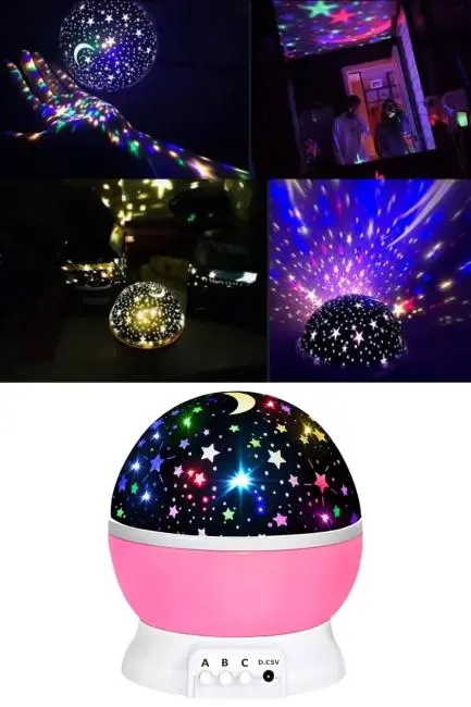 Yıldızlı Gece Lambası Mor Projeksiyon Görünümlü Masa Lambası Renk Değiştirebilen