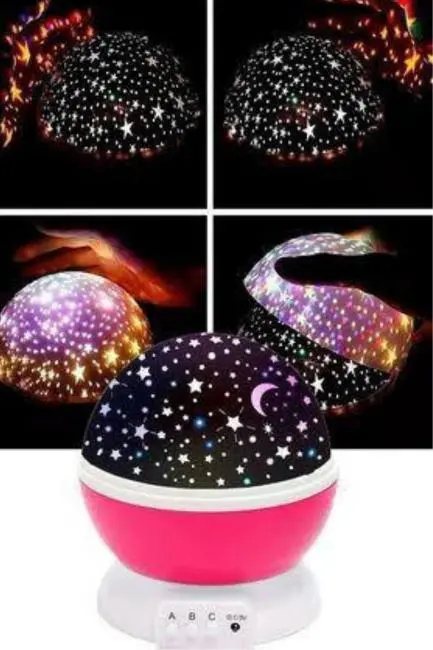 Yıldızlı Gece Lambası Mor Projeksiyon Görünümlü Masa Lambası Renk Değiştirebilen