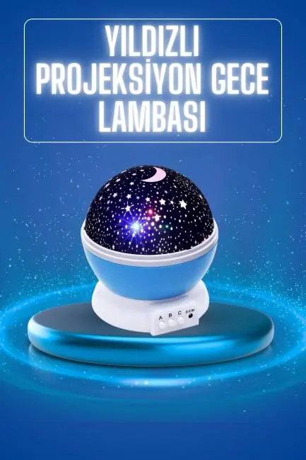Yıldızlı Gece Lambası Mor Projeksiyon Görünümlü Masa Lambası Renk Değiştirebilen