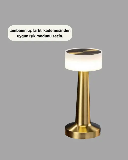 Kablosuz Dokunmatik Masa Lambası – Şık Modern Metal Gövde USB Şarjlı