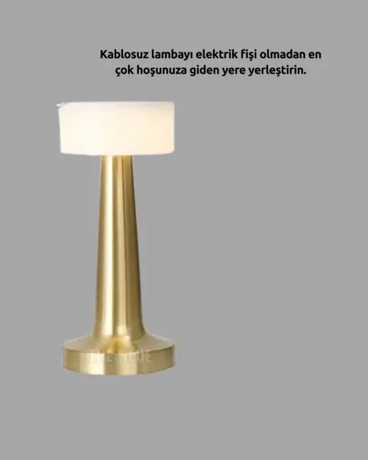 Kablosuz Dokunmatik Masa Lambası – Şık Modern Metal Gövde USB Şarjlı