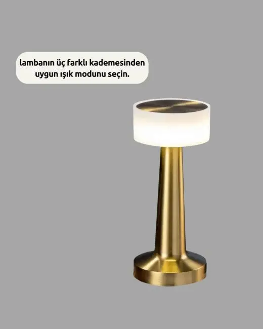 Touch Gece Lambası – Dokunmatik Kontrol Kablosuz Kullanım Metal Gövde