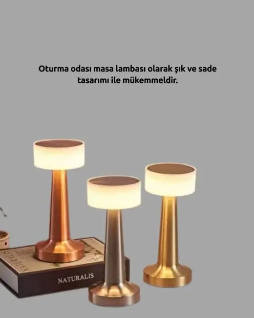 Modern USB'li Kablosuz Masa Lambası – Minimalist Tasarım 3 Farklı Parlaklık