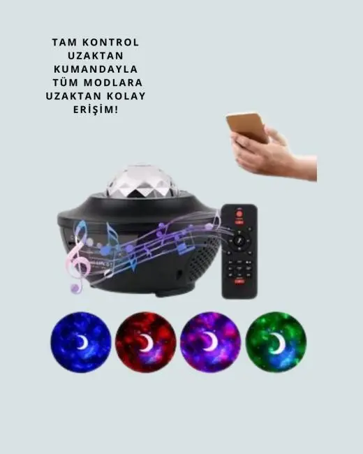 Müzik Ritimli Işık Değişimi & Dönen Dalga Efekti – Galaxy Projektör