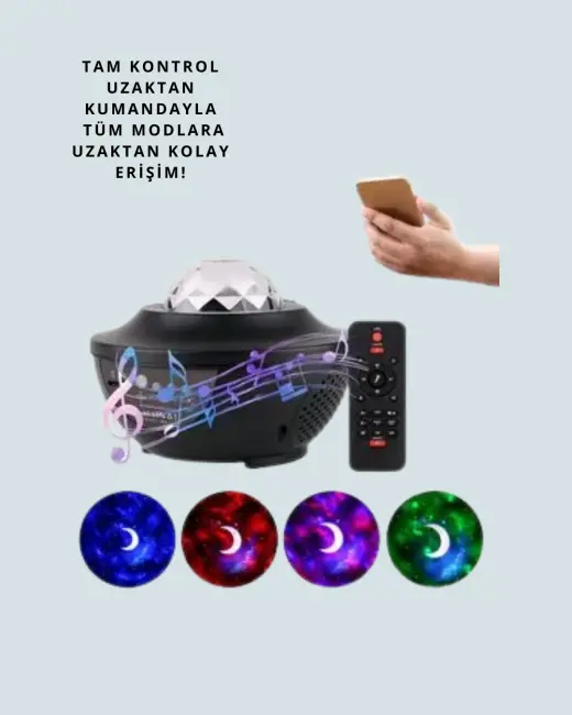 Bluetooth & USB Müzik Çalar Gece Lambası – 50 m² Kapsama Uzaktan Kumanda