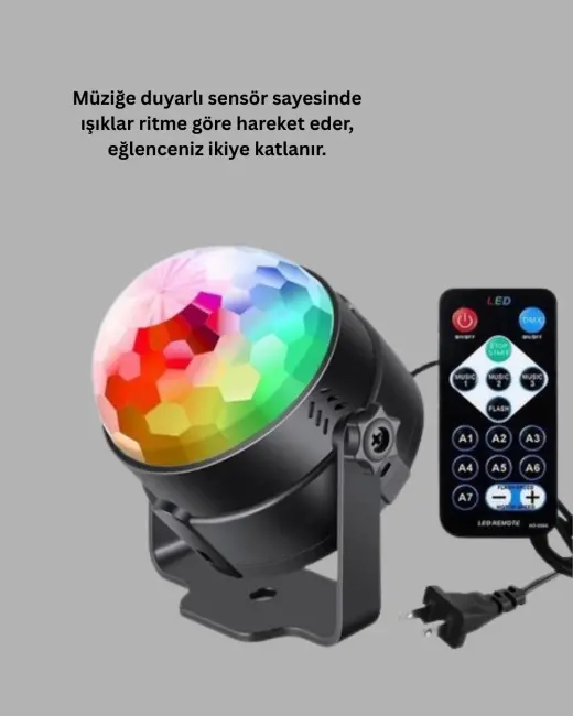 Ses Duyarlı Mini Disko Küre Lamba