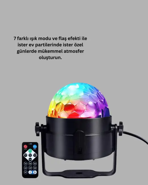 RGB LED Disko Küresi 7 Modlu Uzaktan Kumandalı
