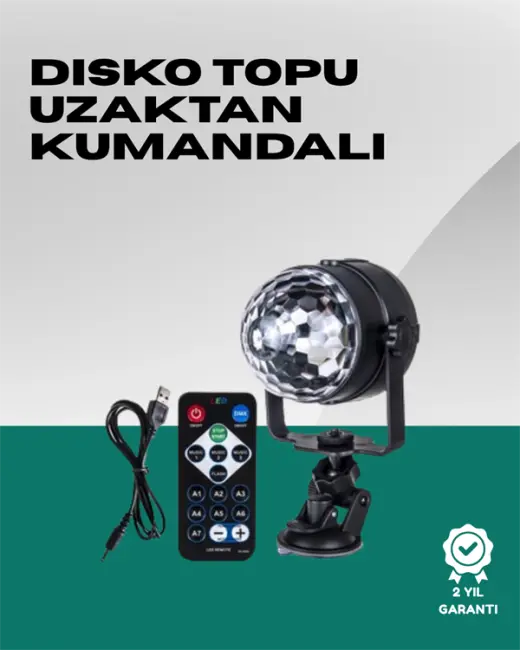 7 Farklı Aydınlatma Modu ve Ses Sensörlü Disko Topu Lambası