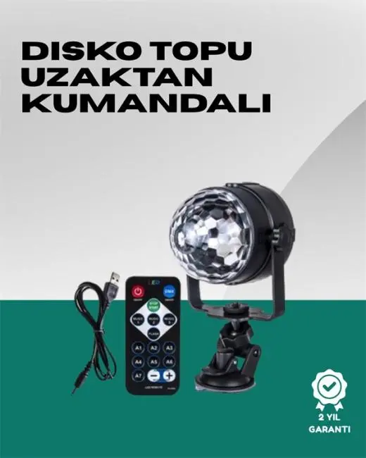 7 Farklı Aydınlatma Modu ve Ses Sensörlü Disko Topu Lambası