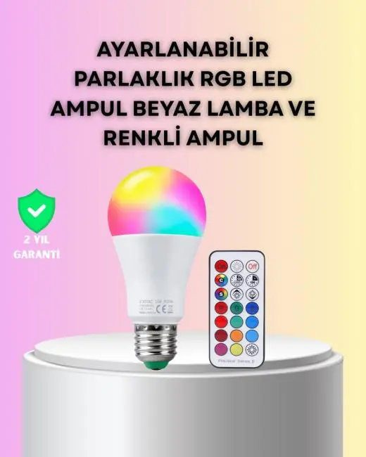Kumanda Destekli Çok Renkli Akıllı LED Ampul