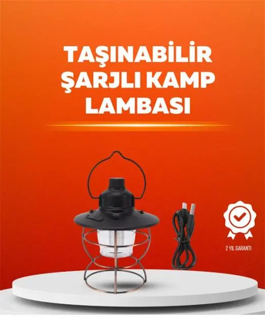 4 Fonksiyonlu Dekoratif Kamp Lambası – Tungsten Ampul USB Çıkışlı