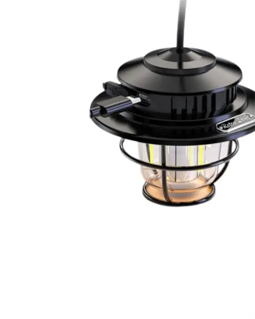 Geometrik Tasarımlı Vintage Kamp Lambası – Type-C Şarj Ayarlanabilir Parlaklık