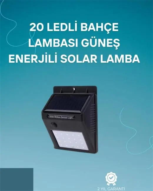 Hareket Sensörlü Solar Lamba | 120° Algılama Açısı 3-4 Metre Mesafe Suya Dayanıklı LED