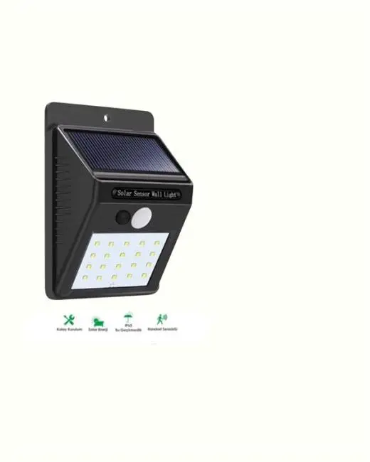 Solar Enerjili 20 LED Duvar Lambası | Hareket Sensörlü Su Geçirmez Kablo Gerektirmez