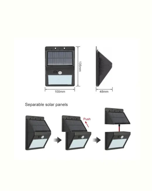 Solar Enerjili 20 LED Duvar Lambası | Hareket Sensörlü Su Geçirmez Kablo Gerektirmez