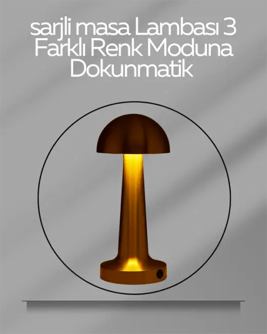 USB Şarjlı Dokunmatik LED Masa Lambası – 3 Renk Modu & Dimmer