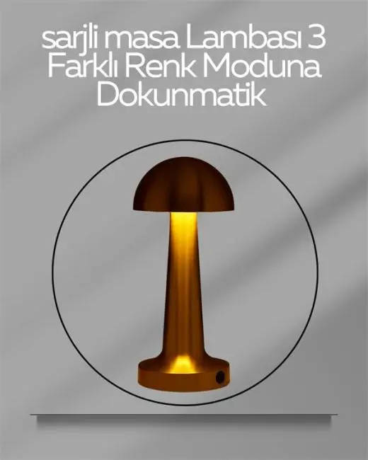 USB Şarjlı Dokunmatik LED Masa Lambası – 3 Renk Modu & Dimmer