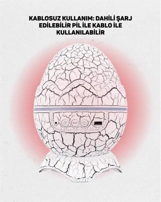 Dinozor Yumurtası Tasarımlı Projektörlü Gece Lambası