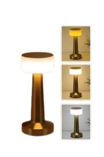 Kablosuz Renkli Masa ve Gece Lambası Altın Rengi Dokunmatik Led Lamba