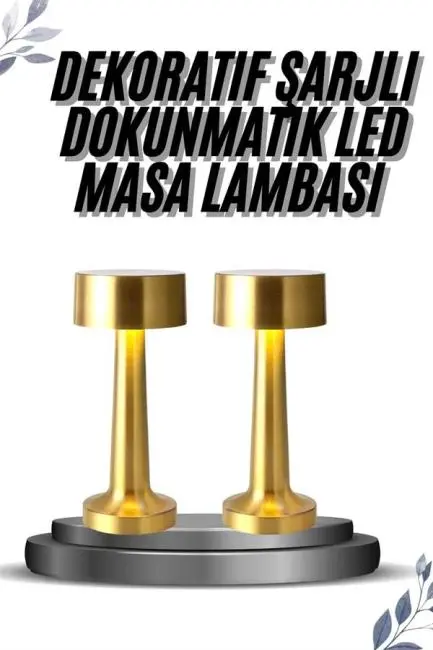 Kablosuz Renkli Masa ve Gece Lambası Altın Rengi Dokunmatik Led Lamba