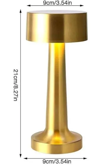 Altın Rengi Masa ve Gece Lambası Dokunmatik Şarjlı Masa Lambası