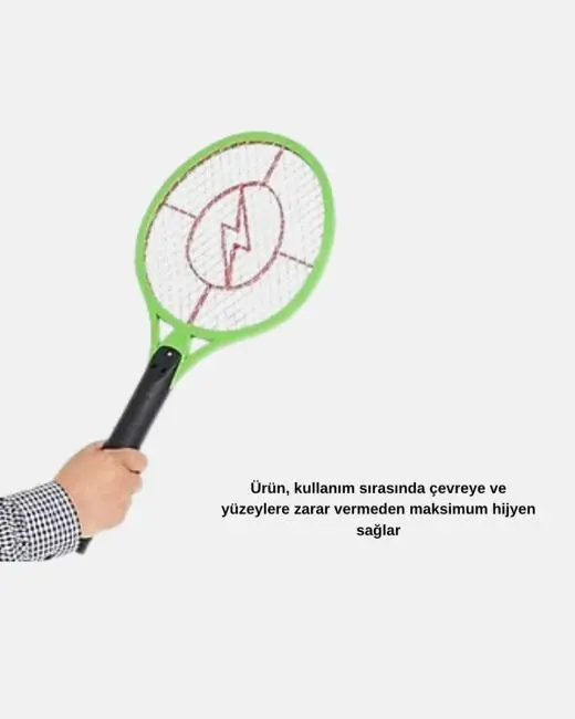 Yüksek Gerilimli Elektronik Sinek Raket – Sessiz Kimyasız ve Güvenli Kullanım