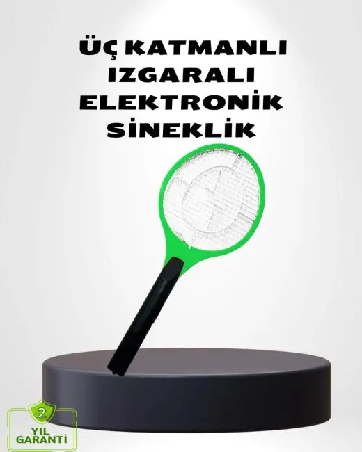 Taşınabilir Elektronik Sineklik – Üç Katmanlı Güvenli Izgara ve Kimyasız Koruma