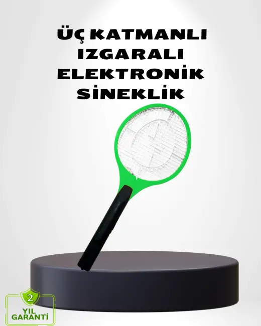 Taşınabilir Elektronik Sineklik – Üç Katmanlı Güvenli Izgara ve Kimyasız Koruma