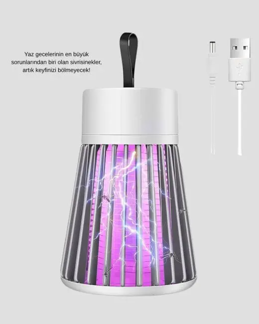 Mor Işıklı Şarjlı Böcek Öldürücü Lamba – Ev Balkon ve Kamp Kullanımına Uygun