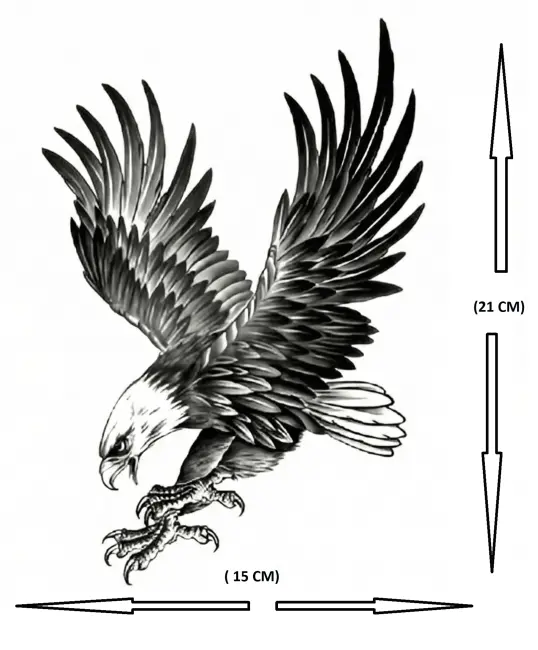 Kartal Geçici Dövme Şablonu Büyük Boy