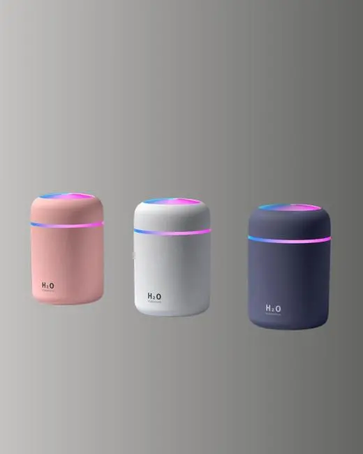 ABS Gövdeli 300ml USB Nemlendirici – Beyaz Gri Pembe Renk