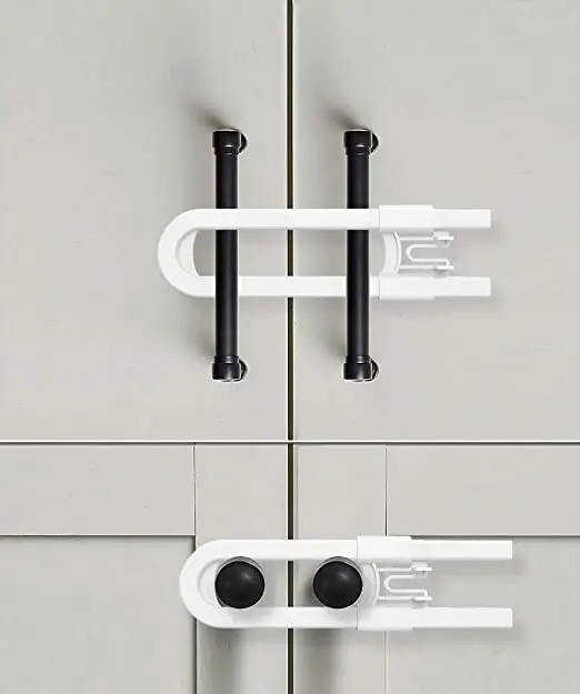 4 Adet Çocuk Koruma Kilidi - Slide Dolap Çekmece Kilidi Sürgülü Kilit