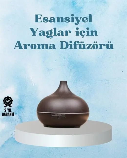 Sessiz Çalışan Aromaterapi Difüzörü – 4 Zaman Ayarlı 7 Renkli Işık Seçeneği