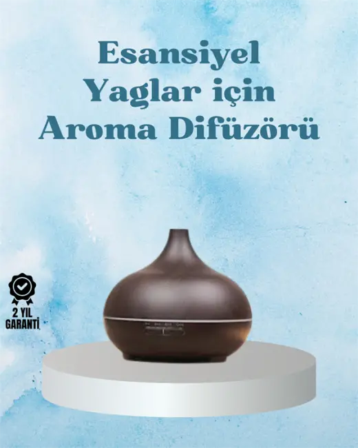 Sessiz Çalışan Aromaterapi Difüzörü – 4 Zaman Ayarlı 7 Renkli Işık Seçeneği