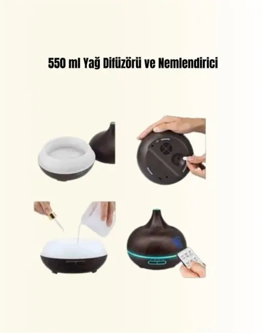 Sessiz Çalışan Aromaterapi Difüzörü – 4 Zaman Ayarlı 7 Renkli Işık Seçeneği