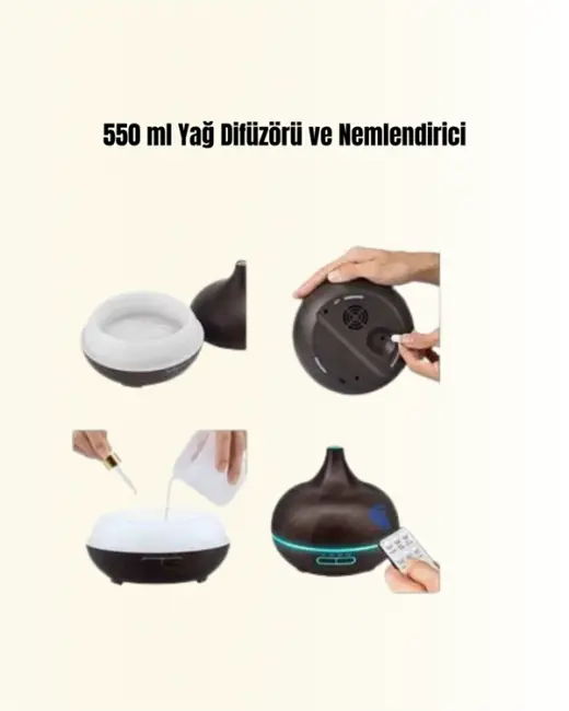 Sessiz Çalışan Aromaterapi Difüzörü – 4 Zaman Ayarlı 7 Renkli Işık Seçeneği