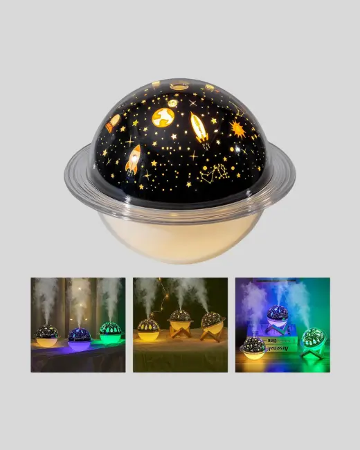 USB Projeksiyon Gece Lambası ve Hava Nemlendirici – Aromaterapi Destekli Taşınabilir Mini