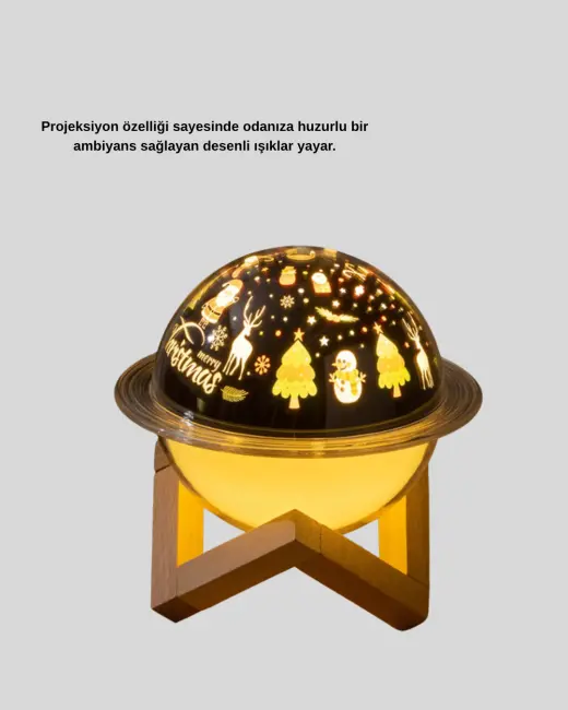 USB Projeksiyon Gece Lambası ve Hava Nemlendirici – Aromaterapi Destekli Taşınabilir Mini