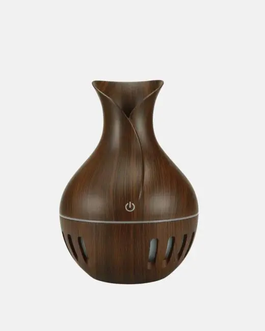 Ahşap Desenli Aromaterapi Difüzör 130 ml Ultrasonik ve 7 Renk LED Işıklı