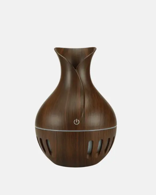 Ahşap Desenli Aromaterapi Difüzör 130 ml Ultrasonik ve 7 Renk LED Işıklı