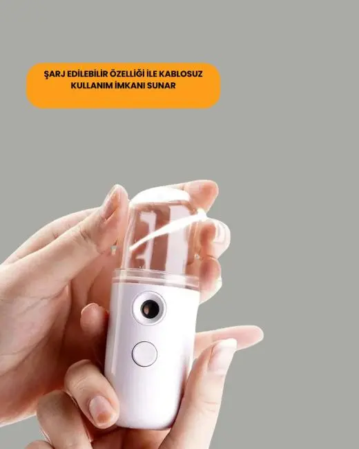 Kablosuz Şarjlı Mini Buhar Nemlendirici – Cilt ve Ortam İçin Taşınabilir Akıllı Cihaz