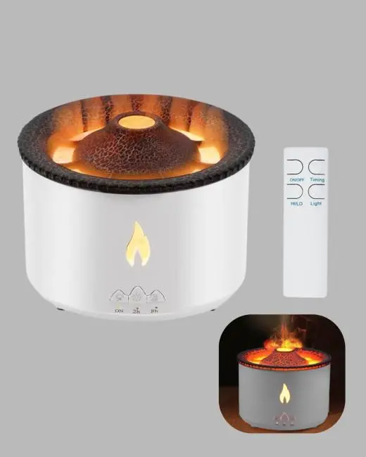 Alev Efektli Buhar Makinesi – Aromaterapi Nemlendirme ve Işık Modlu Tasarım