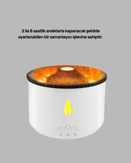 Alev Efektli Buhar Makinesi – Aromaterapi Nemlendirme ve Işık Modlu Tasarım